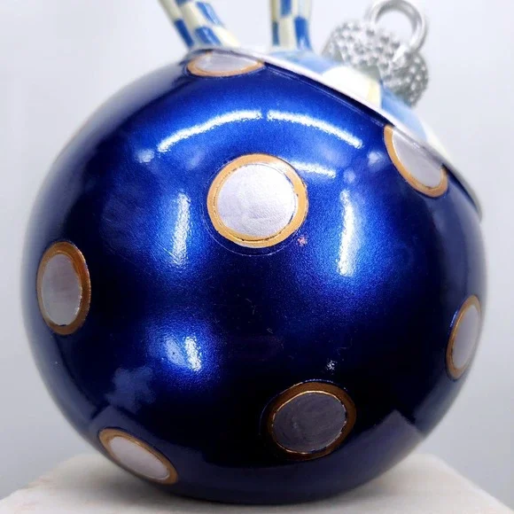 Mackenzie-Childs Royal Check Deary Deer on Ornament - Gold Antlers Holiday 16" - Picture 13 of 16